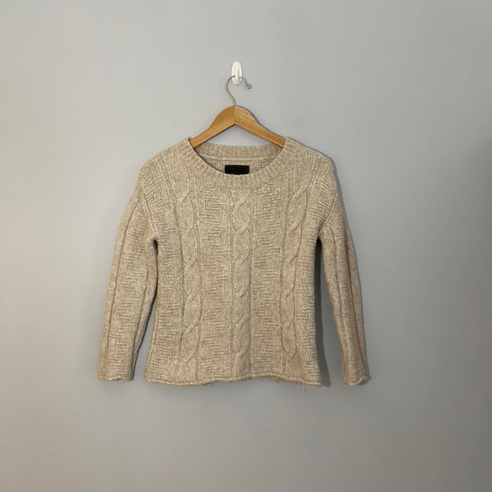 Nili Lotan Alpaca Wool 3/4 Sleeve Cableknit Sweater
